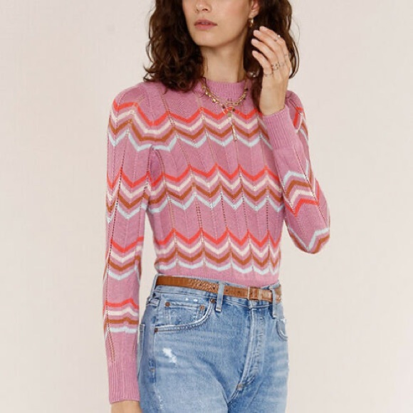 Heartloom Sweaters - Heartloom pink open knit chevron sweater